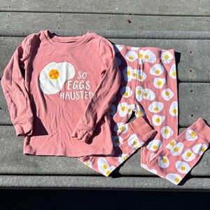 Old Navy Girl Long Sleeve Pink Pajama Set, Eggs Hausted, Spring, Easter, Size 5T